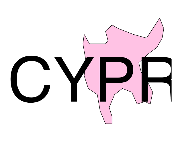 The image shows a logo with text that reads "CYPR" above an outline of Cyprus on a white background.