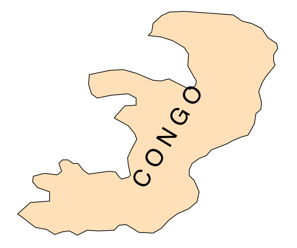 The map shows a stylized representation of Africa with country names labeled on it; there is also text that reads "Congo" in black font overlaid atop one region within this continent-shaped graphic, and below it, another label says "Songhai."