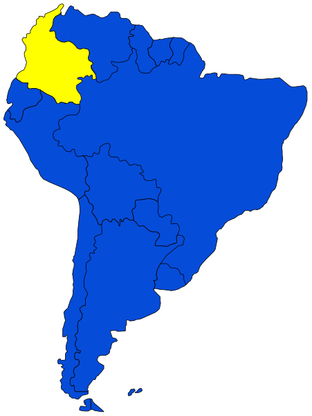 The map shows South America with Brazil highlighted; it's a political map indicating countries by coloring them differently based on their level of democracy as rated in 2016. There is no text present, and there appears to be an overlay that obscures part of the image at its top right corner. This style suggests educational or informational use for comparing democratic ratings across different nations within South America during a specific year (in this case, 2016). The map uses shades of blue with varying degrees of saturation and intensity to represent levels of democracy; yellow is