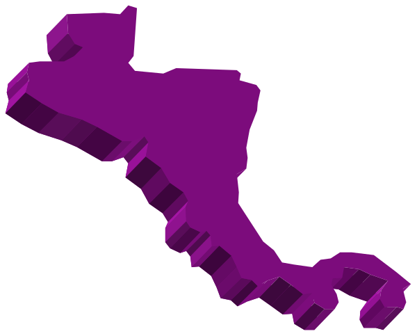 The image shows a purple map of Central America with Mexico highlighted prominently on it against a black background.