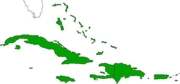 The image shows a map of Florida with green areas highlighted on it against a black background.