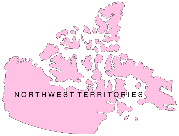 The map shows a pink outline of Canada with labels for "Northern Territories" on it.