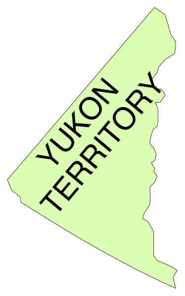 The image shows a map of Yukon Territory with text overlaying it that reads "YUKON TERRITORY."