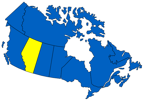 The map shows a blue area labeled "Yellowstone National Park" within what appears to be an outline of Canada with Alaska highlighted in yellow at one end.
