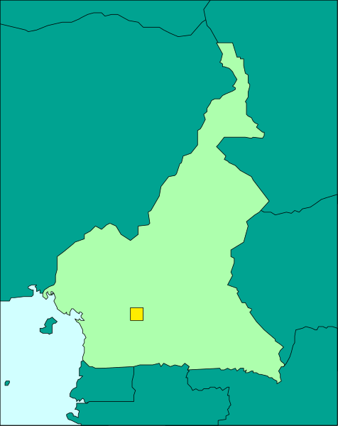 The map shows a country with its capital marked by an orange square on top of it.