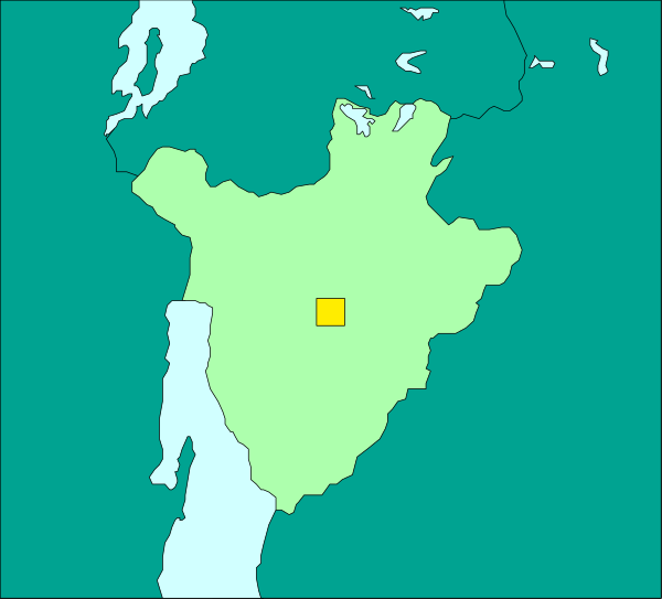 The map shows a country with its capital marked by an orange square on it.