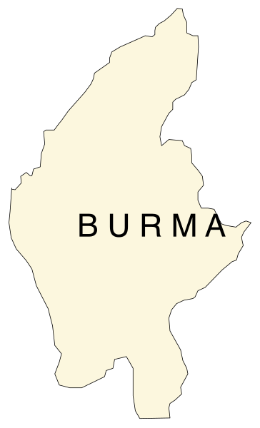 The map shows a stylized representation of Burma with its capital city labeled as "Burma."