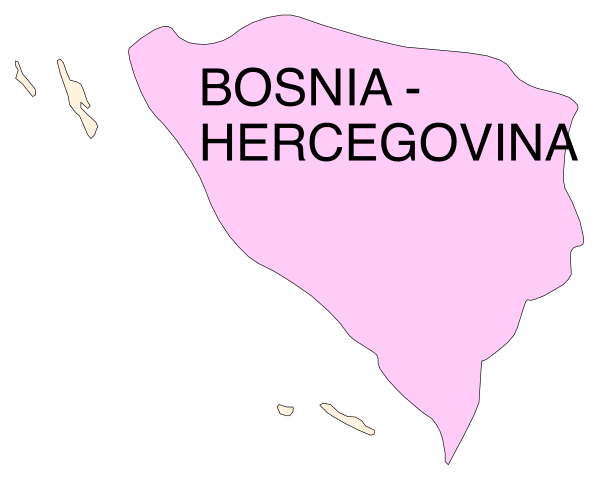 The image shows a map with text overlaying it that reads "Bosna Heregovegina."
