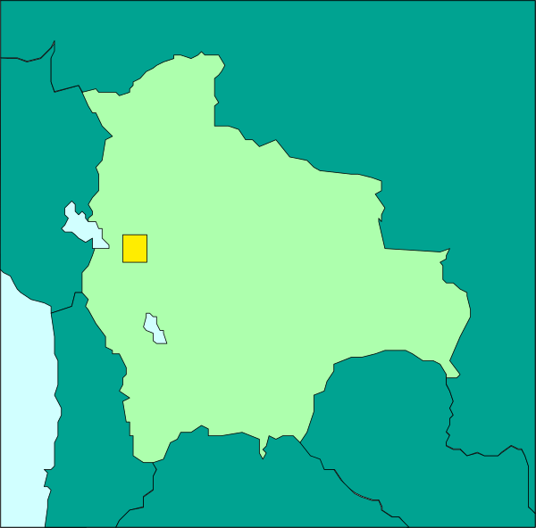 The map shows a region with borders marked by lines on it; there's an area highlighted within this border that is colored differently from its surroundings.