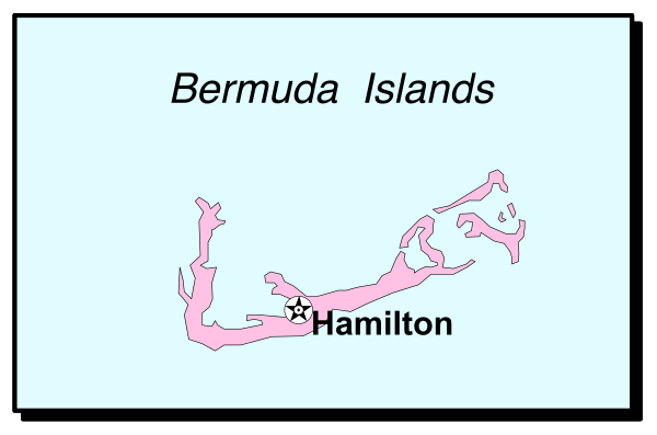The image shows a map with text that reads "Bermuda Island" at its center, indicating it is an island in Bermudas.