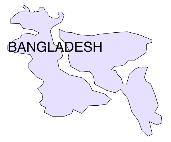The map shows Bangladesh with a label indicating it's location on Earth.