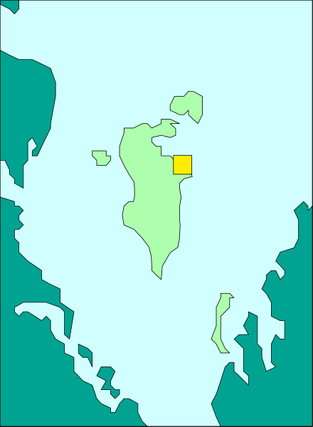 The image shows a stylized map with an island labeled "Santa Cruz" at its center, surrounded by water bodies that resemble oceans or seas.