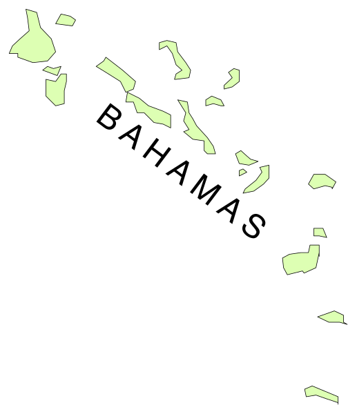 The image shows a map with Bahamas highlighted on it against a white background.
