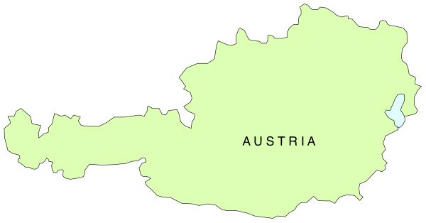 The map shows a country named "Austria" with its capital marked as Vienna on it.