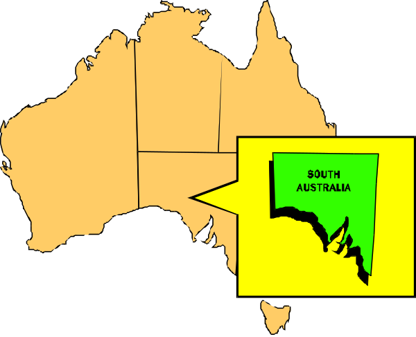 The map shows Australia with a highlighted area labeled "South australia" on it, indicating that South Australia is being emphasized in this context.