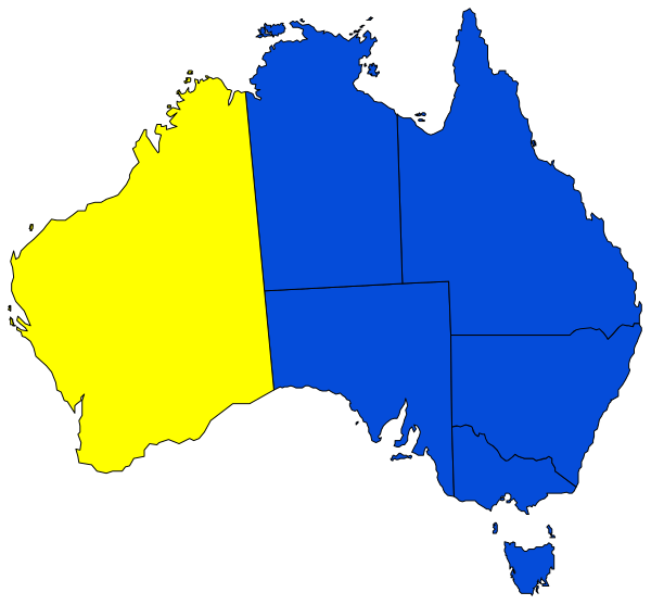 The map shows Australia with a blue color overlaying part of it, indicating some sort of selection or highlighting that area specifically.