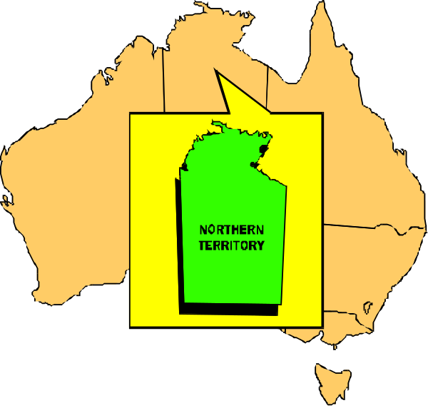 The map shows a region labeled "Northern Territory" with an outline of Australia to its right side.