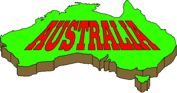 The image shows a stylized map of Australia with an overlay that reads "AUSTRALIA" atop it in large letters.