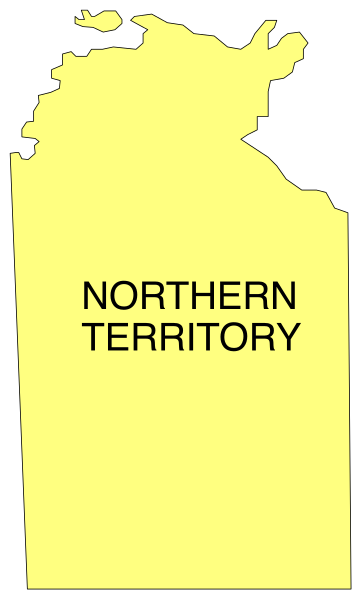 The image shows a map of Northern Territory with text overlaying it that reads "Northern territory".