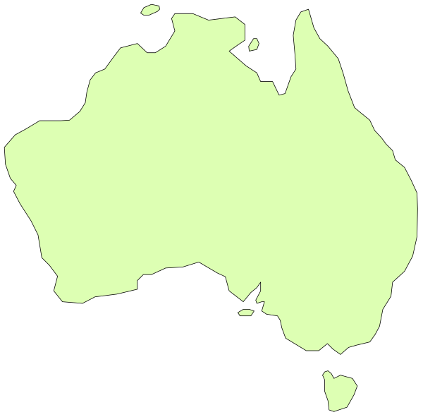 The map shows Australia with a green outline on it.