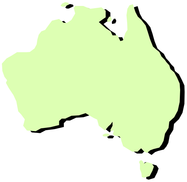 The map shows a simplified outline of Australia with its surrounding islands on it.