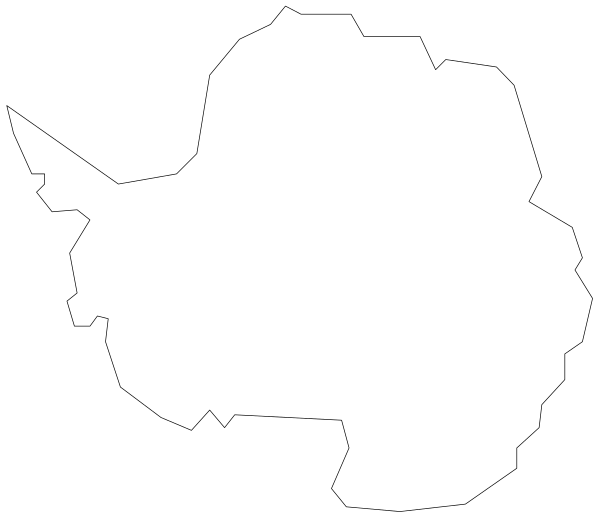The image shows a simple line drawing of an outline map resembling South America with various countries labeled on it against a white background.