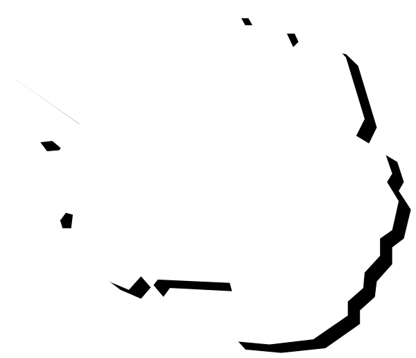The image shows a black and white photo of an object that appears to be smiling with its mouth open wide.