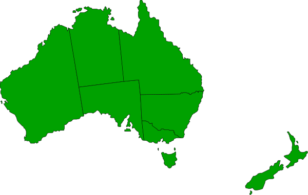 The map shows Australia with a green overlay on top of it.