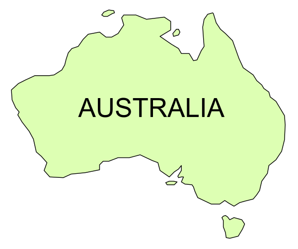 The image shows a stylized map of Australia with an overlaid text that reads "AUSTRALIA."