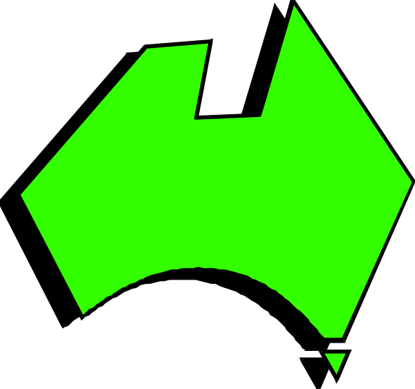 The image shows a stylized graphic of an Australian flag with green stars on it against a black background.
