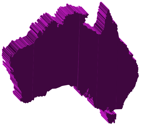 The map of Australia with a purple overlay on it.