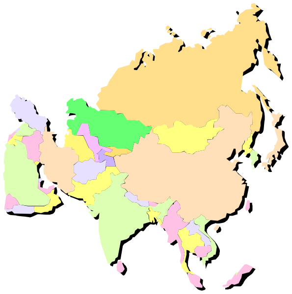 The image shows two maps of Russia with different color schemes: on top, a map colored to represent regions within countries; below it is another map showing provinces in shades of green, yellow, blue, purple and pink.