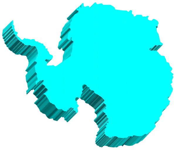 The image shows a stylized map of South America with two distinct landmasses labeled "Antarctica" in blue text at each end; it is presented as an overlay on top of another, darker background that appears to be a satellite view or similar representation of the Earth's surface.