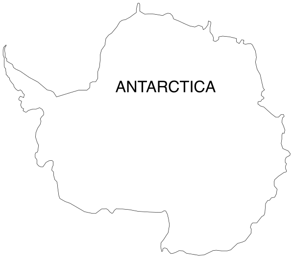 The image shows a map of Antarctica with text overlaying it that reads "ANTRACTICA."
