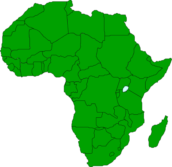 The map shows Africa with countries highlighted in green coloring.