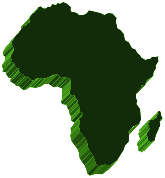 The map of Africa with a green outline highlighting parts of it.
