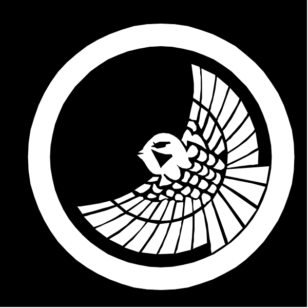 The logo features a stylized depiction of an eye within a circular frame with rays emanating from it towards two wings on either side at the bottom corners; there is no text present in this image.