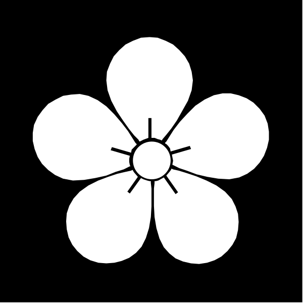 The black and white logo features a flower with six petals surrounding an inner circle of eight segments that resemble sun rays emanating from its center.