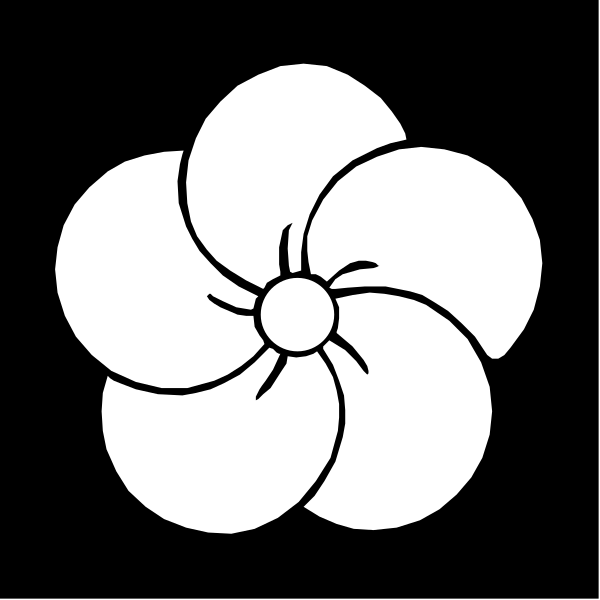 The black and white logo features a stylized flower with six petals arranged around an open center, resembling a lotus blossom design on top of what appears to be a circular base that could represent water lily leaves or another type of foliage.
