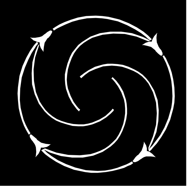 The black and white logo features a compass rose with arrows pointing to cardinal directions: north, south, east, west.