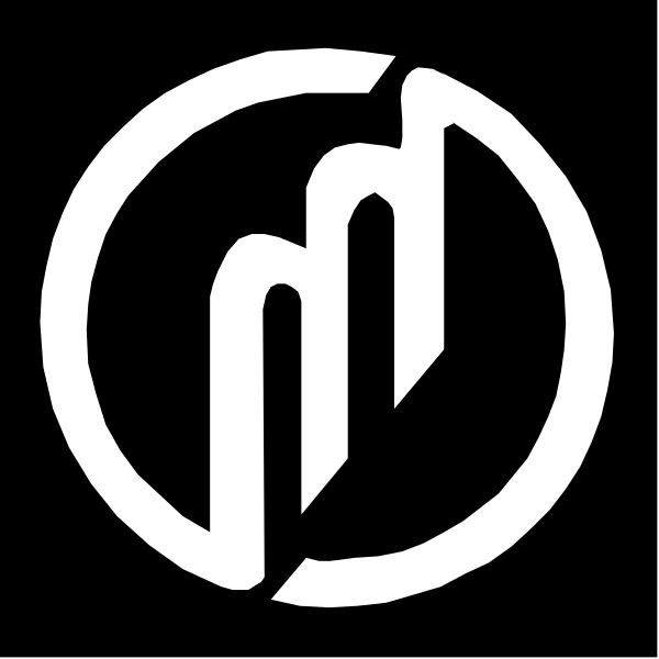 The logo of a company with stylized lettering resembling an abstract design within it.