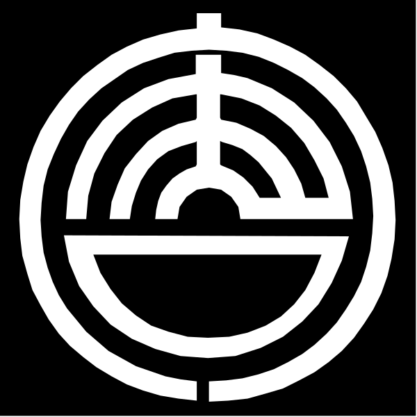 The logo of a company with an interlocking design resembling a compass rose inside a circle.