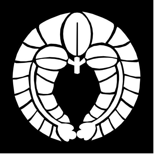 The logo features a shield with two crossed swords at its center inside an emblem that resembles a heart shape; above this central design is what appears to be a cross on top of another symbol which could possibly represent a crown, and below it there's a banner or ribbon.
