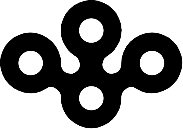 The image shows a black and white graphic of six dots arranged to form an abstract pattern with no additional context provided about what it represents beyond its geometric arrangement.