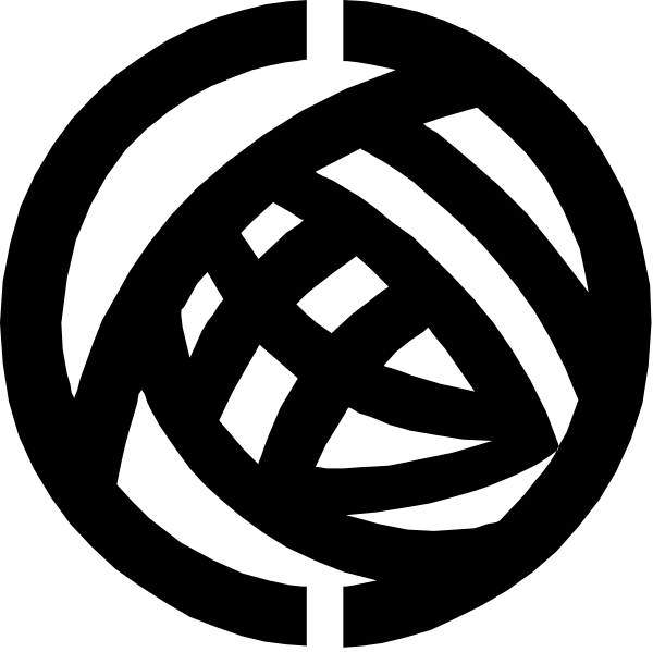 The image shows a black logo with white lines forming an abstract design that resembles intertwined elements like gears or perhaps some sort of stylized lettering on top of each other against a dark background, giving it a modern and minimalist appearance.