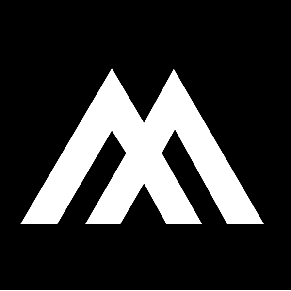 The logo of a company with three vertical lines forming an abstract design resembling mountains against a black background.
