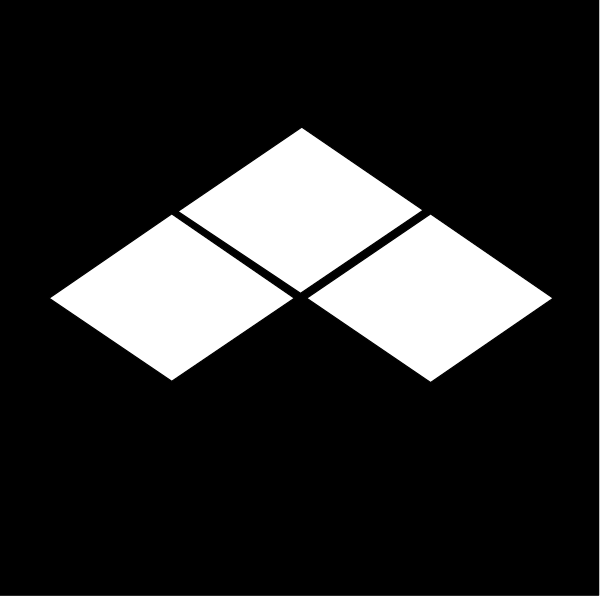 The black and white logo of a diamond shape with four triangles inside it on top of each other.