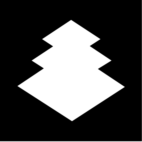 The image shows a black and white icon of an abstract shape resembling a stylized letter 'S'.