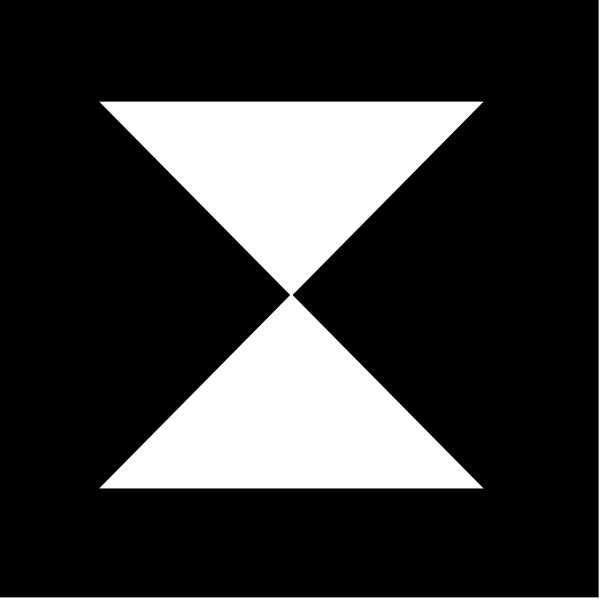 The image shows a black and white logo with an abstract design resembling a stylized letter 'X' inside of which there is another symbol that appears to be a simplified representation of a cross-sectioned flower, possibly indicating some form of floral or botanical theme within the context where this emblem might appear.