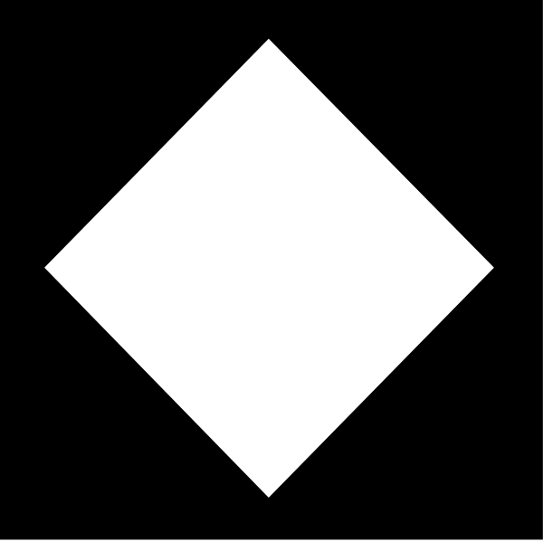 The image shows a simple black diamond shape with no additional details visible within it.